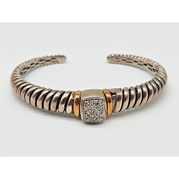 BJC Samuel Benham Sterling Silver 14K Gold Diamond Hinged...